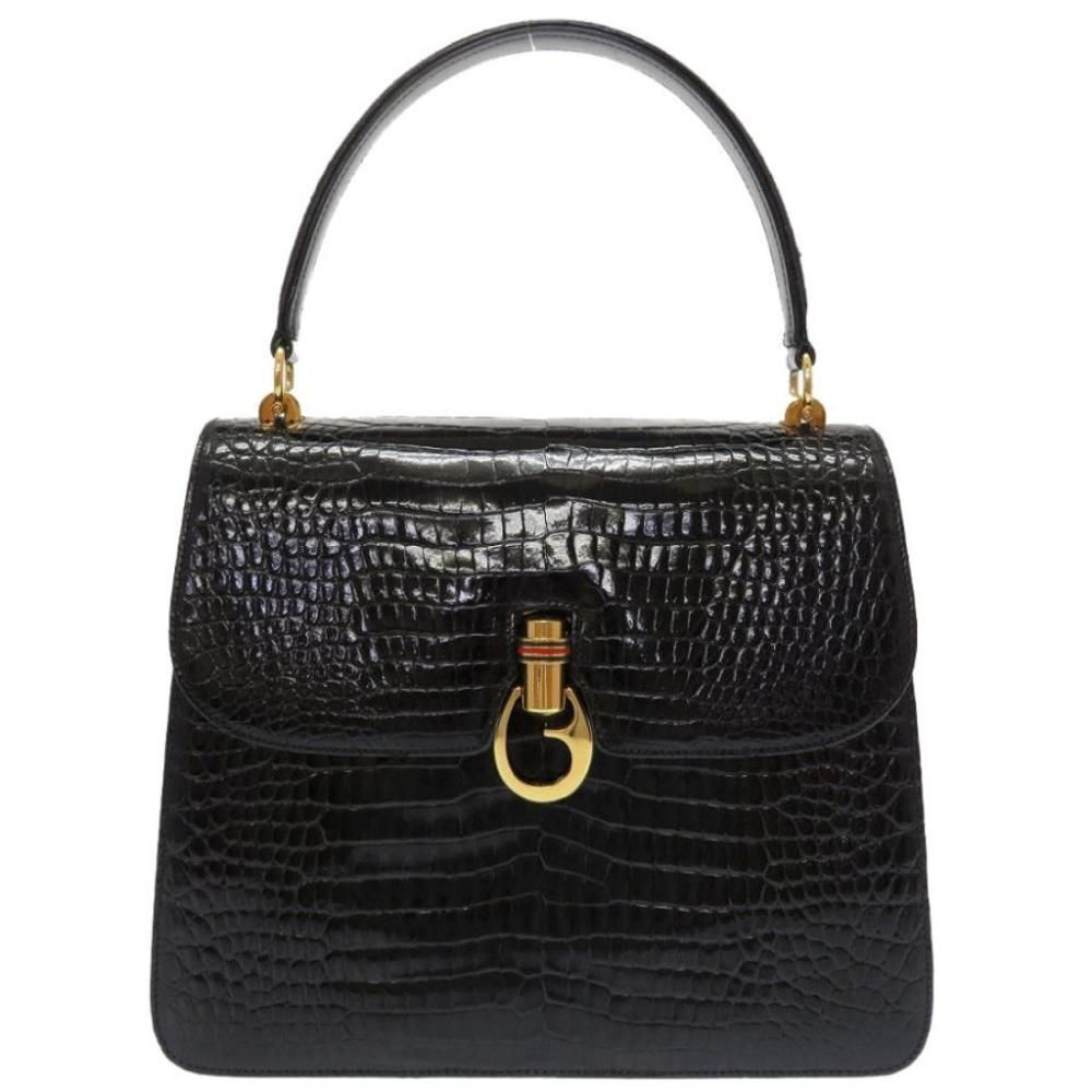 Gucci Crocodile Croco Black Handbag Old Gucci